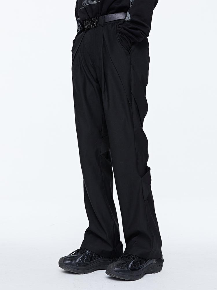 Draped Casual High Street Straight-leg Micro-flare Trousers - Nioor