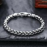 Men's Woven Sterling Silver Six-word Mantra Bracelet