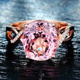 Tourmaline Ring, The European And American Fashion Engagement Ring Female Powder Crystal Inlay Zircon Ring - Nioor