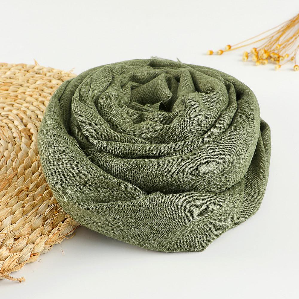 Women's Fashion Pure Color Artistic Cotton And Linen Scarf - Nioor