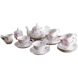 Ceramic Afternoon Tea Coffee Cup Set With Floral Gold Trim - Nioor