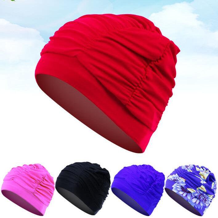 Women's Swimming Cap Pleated Plus-sized - Nioor