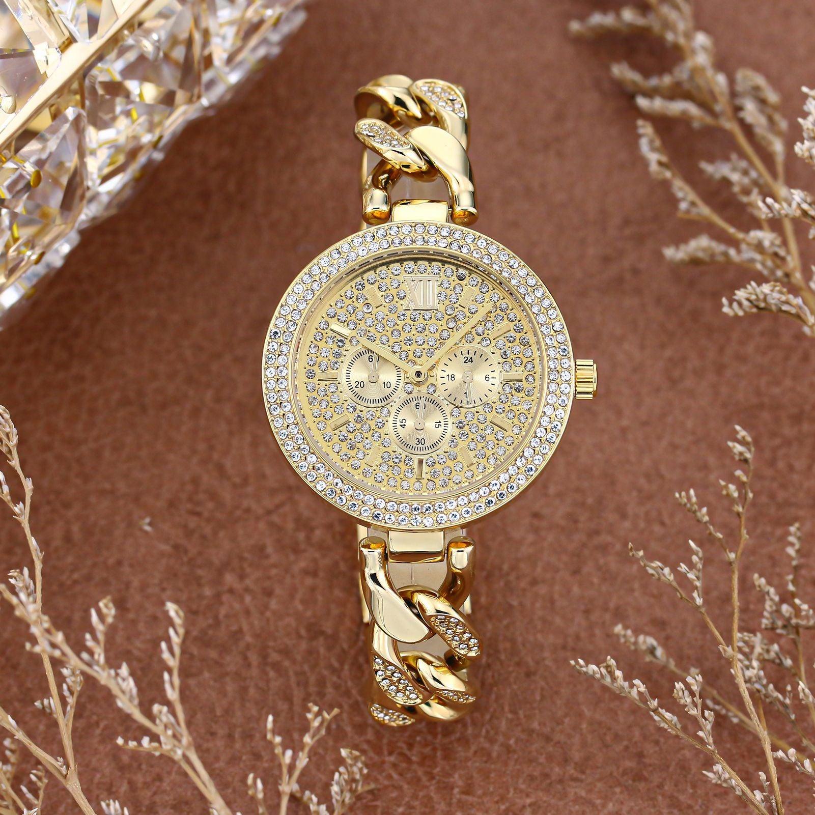 Trendy Diamond Hip Hop Cuban Chain Quartz Watch - Nioor