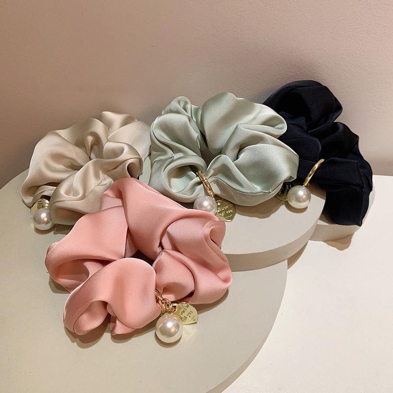 Simple Solid Color High-grade Texture Elegant Low Ponytail Headdress Flower Hair Ring - Nioor