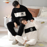 Flannel Couple Pajamas Men's Autumn And Winter Thickened Keep Warm New Zipper Cardigan Cute Coral Fleece Homewear - Nioor