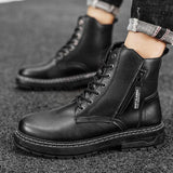 Men's Casual Leather Boots Increase Leather Shoes - Nioor