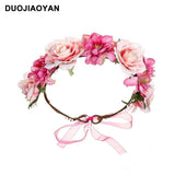 Artificial Fabric Colorful Rose Flower Garland Hair Accessories - Nioor