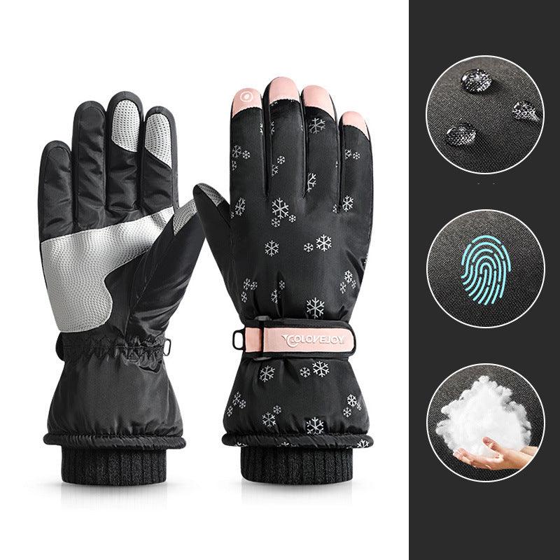 Snowflake Cartoon Print Gloves Winter Touchscreen Waterproof Windproof Warm Gloves For Cycling Fishing Skiing - Nioor