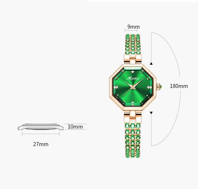 Octagonal Women's Jewelry Buckle Light Luxury Rose Stone British Watch - Nioor