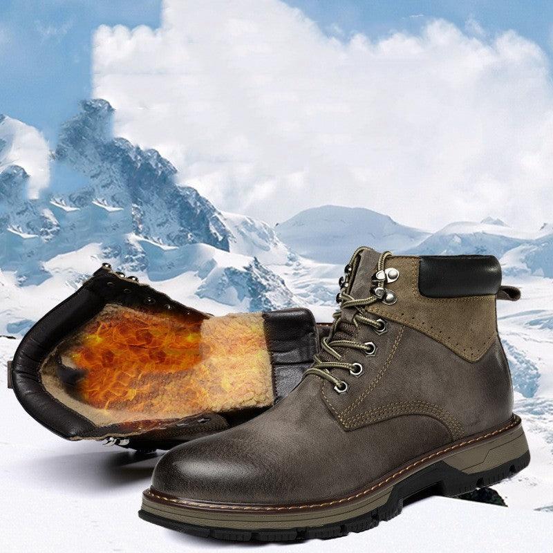 Winter Leather Martin Boots Men's Shoes High Top British - Nioor