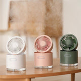 Spray mini fan mini portable mute desktop cooling water mist humidifier small rechargeable big wind - Nioor