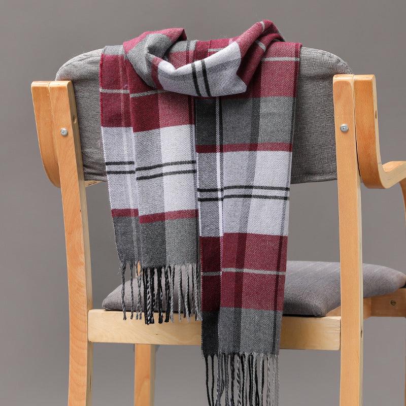 British Plaid Imitation Cashmere Tassels Couple Parent-child Men's Scarf - Nioor