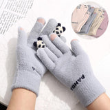 Knitted Gloves Touchscreen Winter Cute Panda Warm Goves For Cycling Women - Nioor