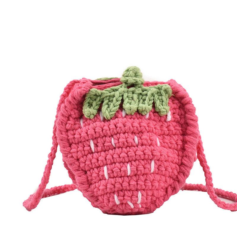 Handmade Knitted Children's Wool Cute Strawberry Crossbody Bag - Nioor