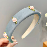 Mesh Pearl Small Flower Blue Color Face Wash Hair Bands Female - Nioor