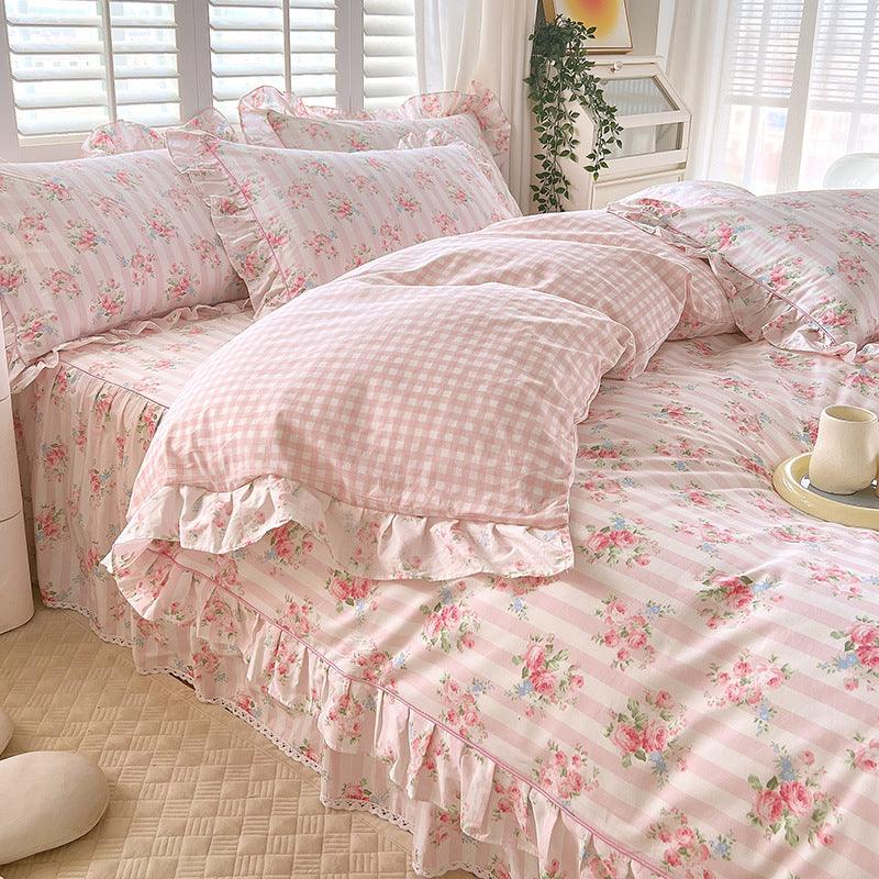 Bed Skirt Model Cotton Bedding Four-piece Set Sheet Quilt Cover - Nioor