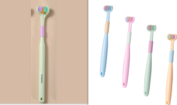 Three-sided Macaron Soft Bristle Toothbrush Care Safety Toothbrush Teeth Deep Cleaning Portable Travel - Nioor