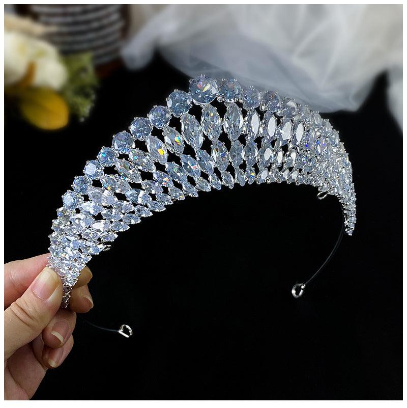 Full Diamond Super Flash Zircon Crown Headdress Queen Headband - Nioor