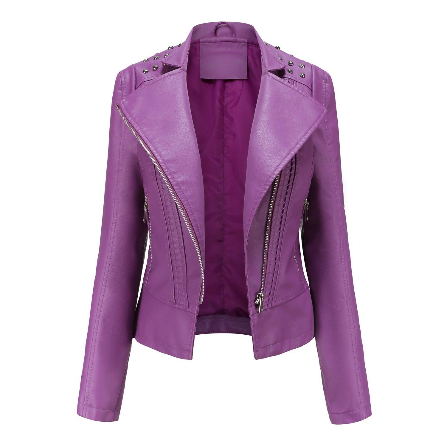 Women's Leather Jacket Slim Thin Small Coat - Nioor