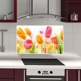 Tulip Flower Kitchen Stove Tile Glass Background Decoration Removable Wall Sticker - Nioor