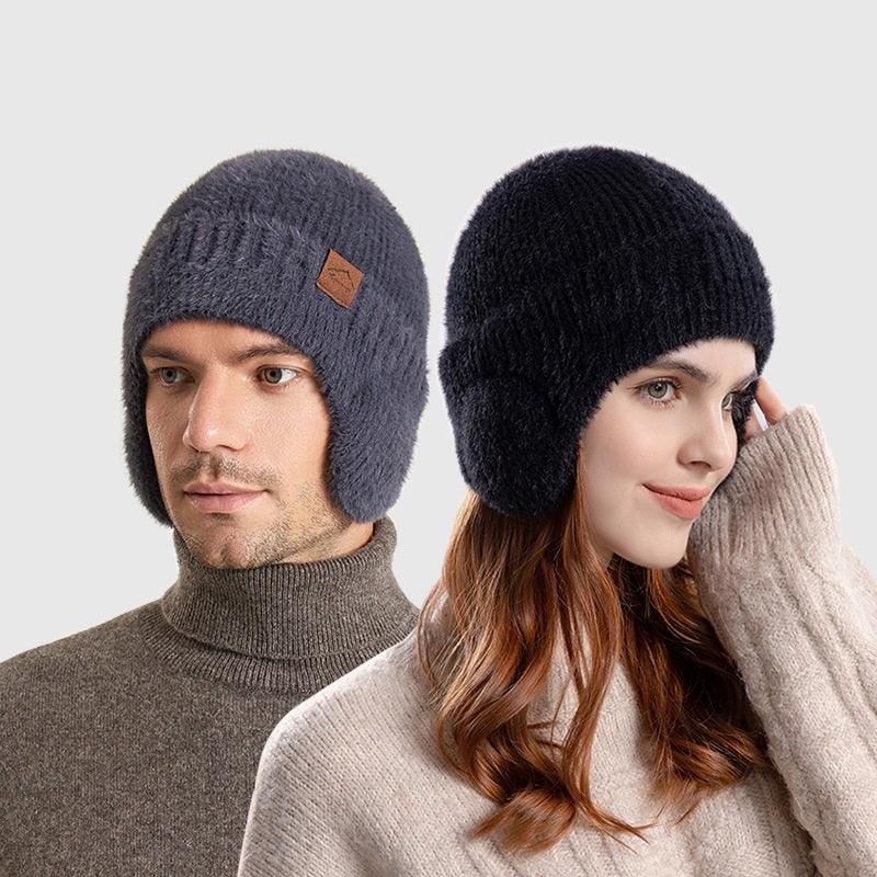 Winter Warm Plush Knitted Cold-proof Earflaps Slipover Hat - Nioor