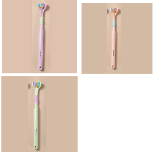 Three-sided Macaron Soft Bristle Toothbrush Care Safety Toothbrush Teeth Deep Cleaning Portable Travel - Nioor