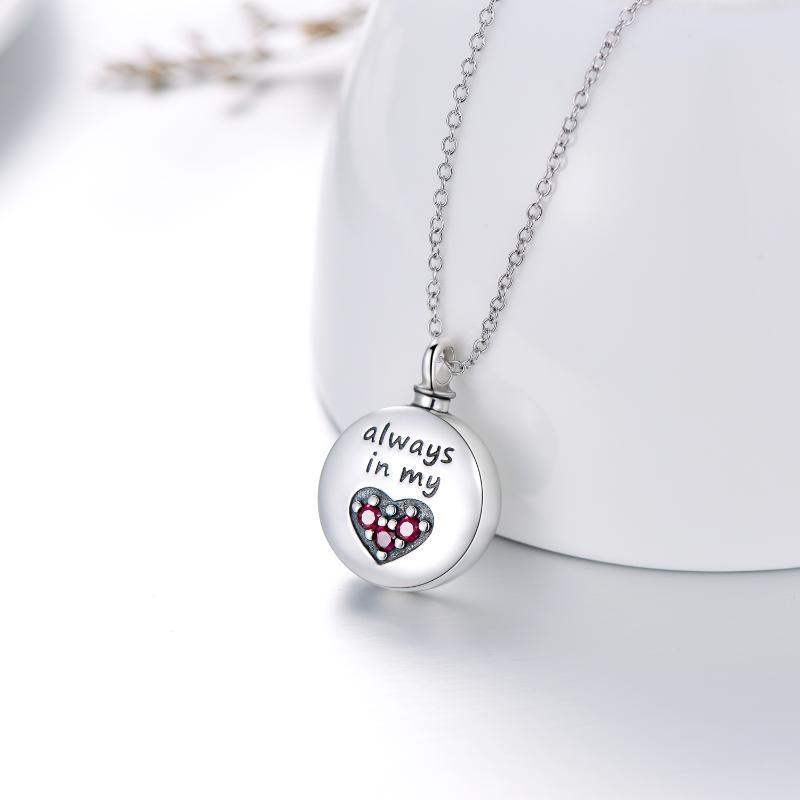 Heart Urn Engraved Cremation Necklace for Ashes in Sterling Silver - Nioor