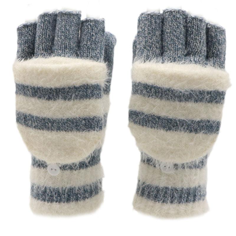 Flip Half Finger Knitting Wool Gloves - Nioor