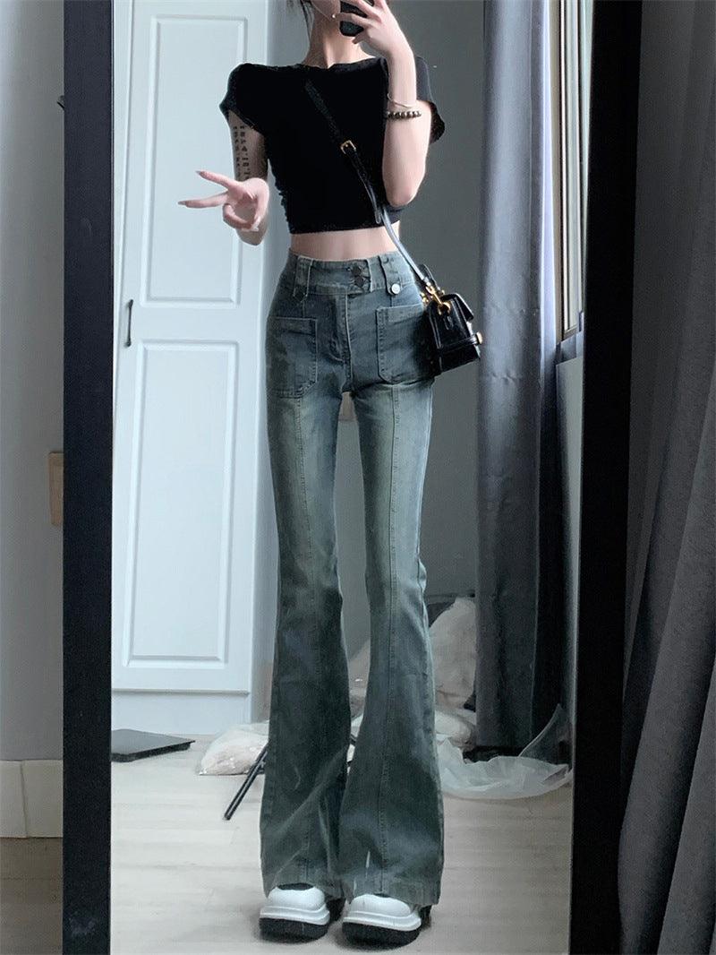 American-style Retro Skinny Jeans Women's High Waist Slimming - Nioor