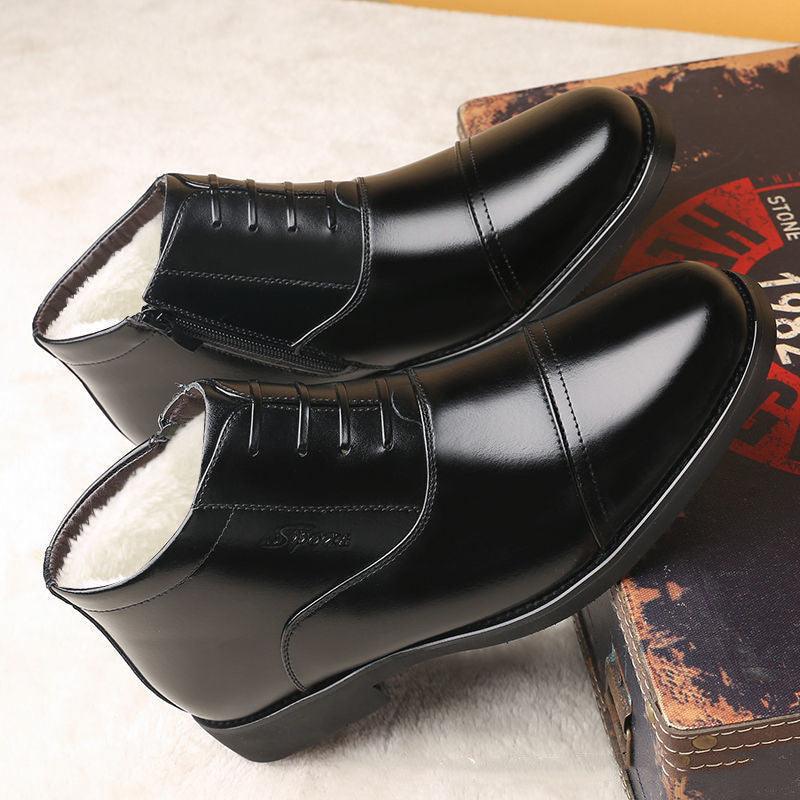 Winter Real Leather With Fleece Lining Men's Cotton Shoes - Nioor