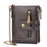 Men's Short Wallet With European And American Double Zippers