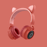 LED Light Cat Ear Headphones Wireless Bluetooth 5.0 Headset Portable Foldable Kids Headphone With Microphone Best Gift - Nioor