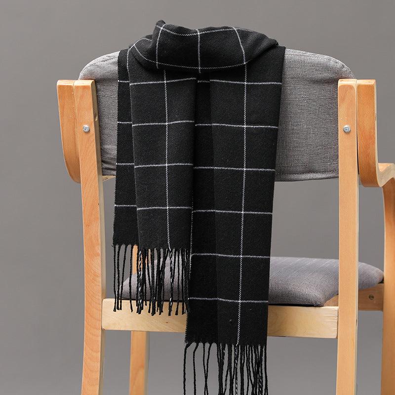 British Plaid Imitation Cashmere Tassels Couple Parent-child Men's Scarf - Nioor