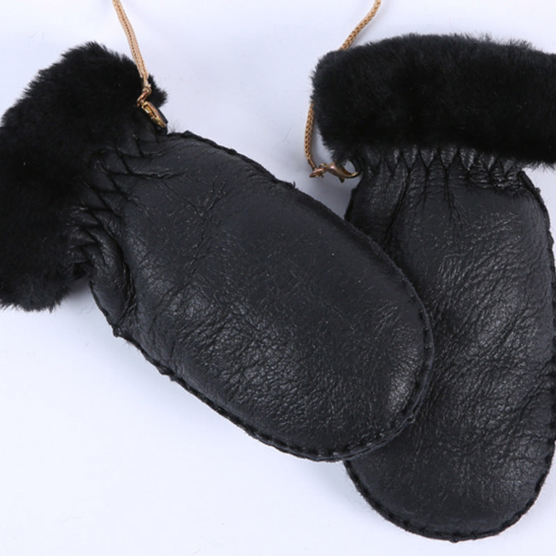 Children's Warm And Thick Mitten Sheepskin Gloves