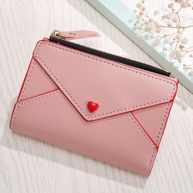 Heart-shaped Short Women's Pu Card Bag