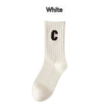 Brown Socks Women's Long Cotton Letters - Nioor