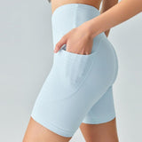 Rib High Waist Belly Contracting Yoga Shorts For Women - Nioor