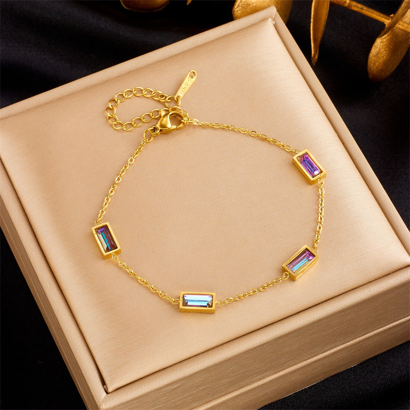 Affordable Luxury Fashion Elegant High-grade Colorful Geometric Glass Bracelet