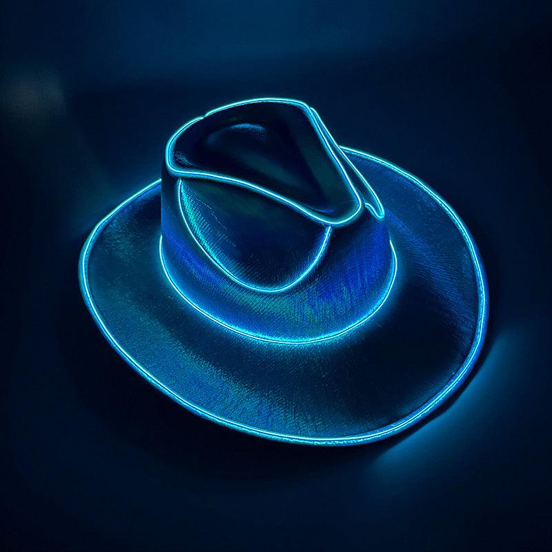 Halloween Carnival Party LED Wireless Fluorescent Colorful Cowboy Flashing Hat - Nioor