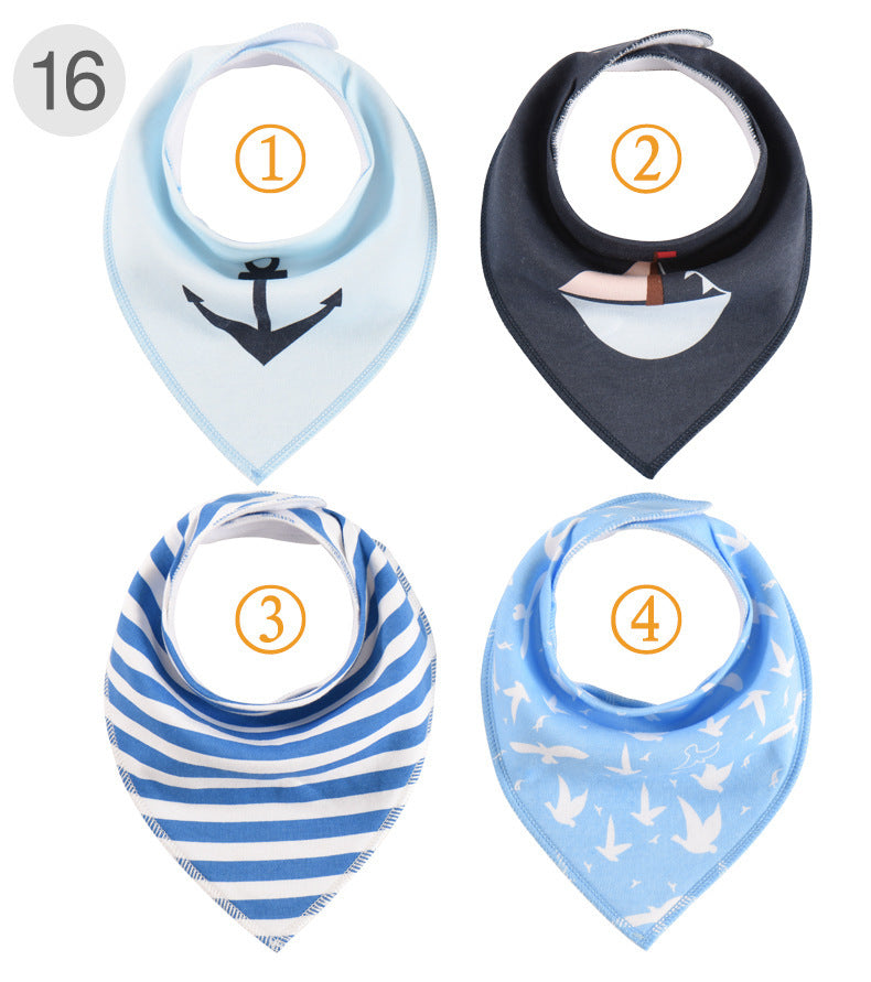 European And American Baby Bib 4 Pieces Of Pure Cotton Waterproof Baby Bib Double Cross Border Newborn Bib