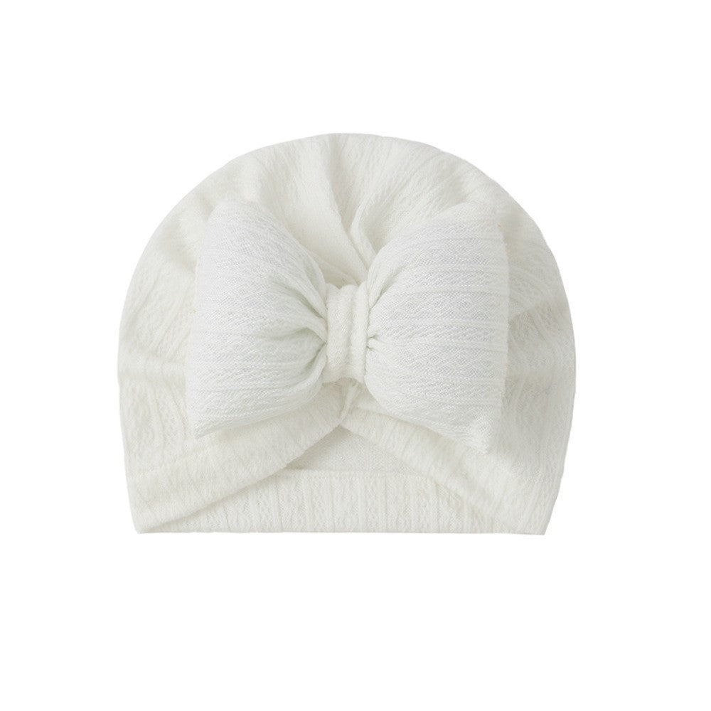 Baby Knitted Cotton Filling Big Bow Baby Sleeve Cap Boat Hat Children Tam-o'-shanter