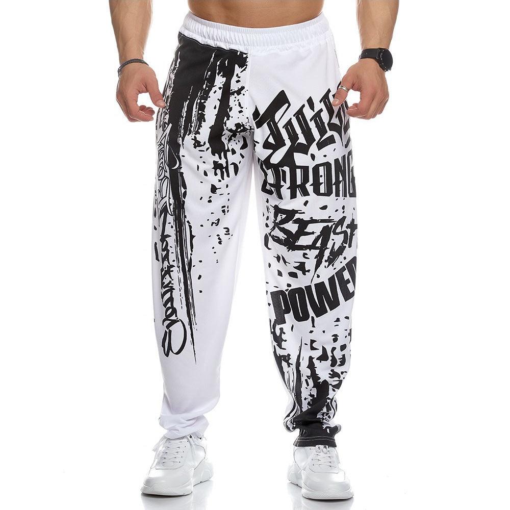 Men's Sports Workout Casual Loose Quick Dry Printed Trousers - Nioor