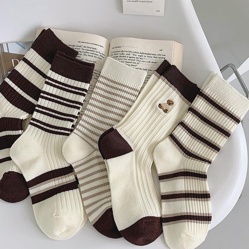 Solid Color Cotton Socks Spring And Autumn Medium Hose - Nioor