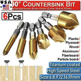 6Pcs Countersink Drill Bit Set 1 4 Hex Shank HSS Woodworking Pilot Screw Holes - Nioor