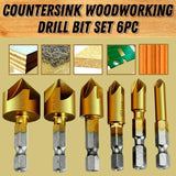 6Pcs Countersink Drill Bit Set 1 4 Hex Shank HSS Woodworking Pilot Screw Holes - Nioor