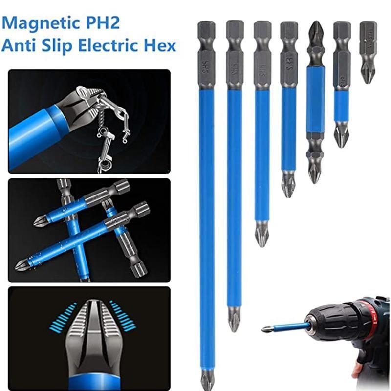 7 Pcs Ph2 Anti Slip Magnetic Cross Electric Drill Bits Screw Nozzle Taper Corrector 25Mm 50Mm 65Mm 70Mm 90Mm 127Mm 150Mm - Nioor