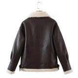 Trendy Motorcycle Style Fashion Lapel Plus Fleece Jacket - Nioor