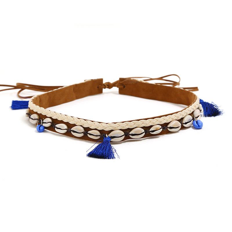 Geometric Shell Woven Slim Waist Belt Women's Waist Chain - Nioor