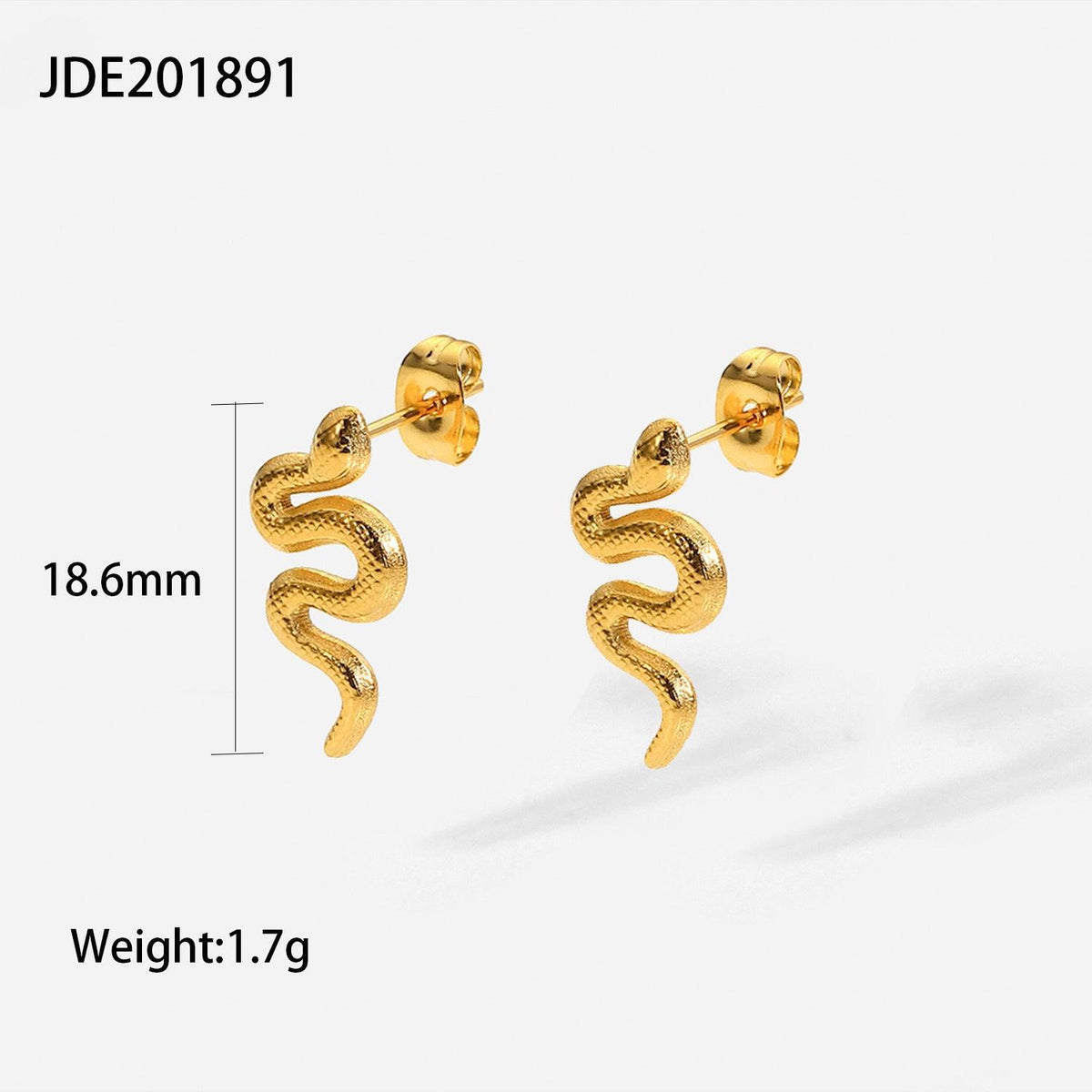 18K Gold Plated Stainless Steel Snake Stud Earrings For Women - Nioor