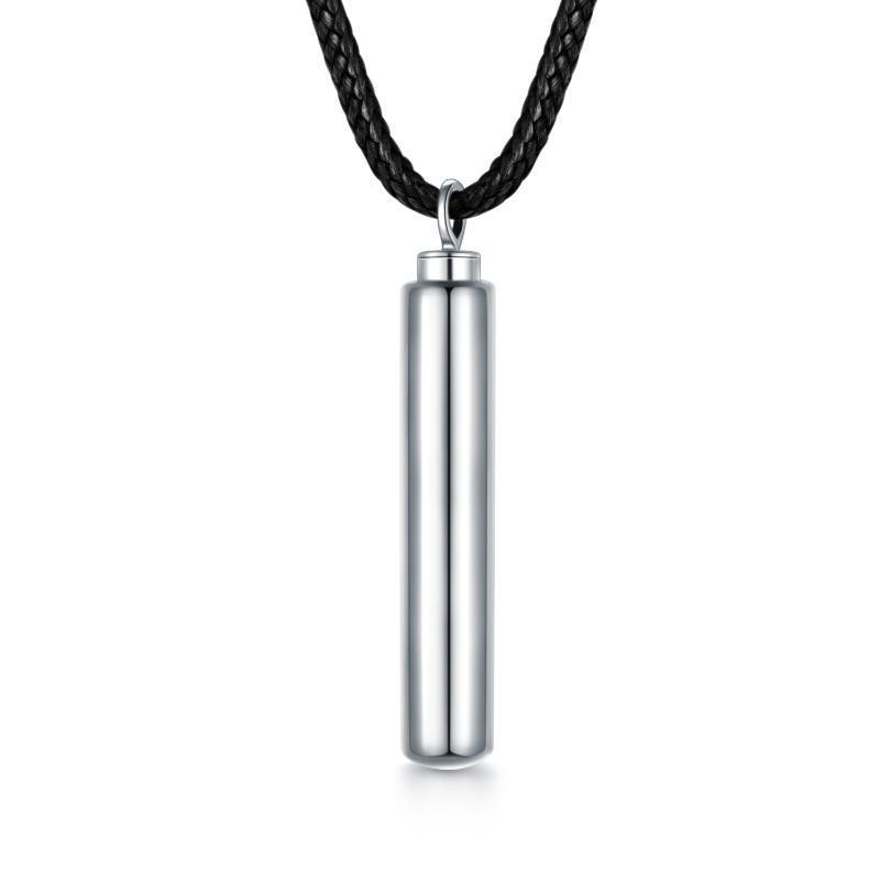 Cylinder Cremation Necklace Sterling Silver Urn Jewelry Dog Human Hair Memorial Pendant - Nioor